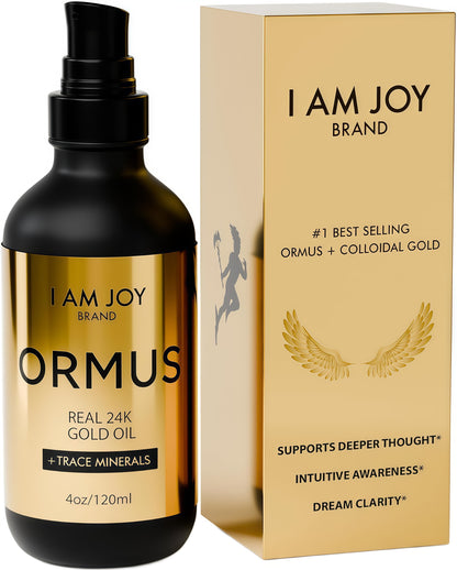 I Am Joy Co. Ormus Gold Oil Monoatomic | Supports Deeper Thought, Intuitive Awareness & Dream Clarity | Rich with Minerals, Platinum, Iridium | Non-Chemical Extraction | 4oz